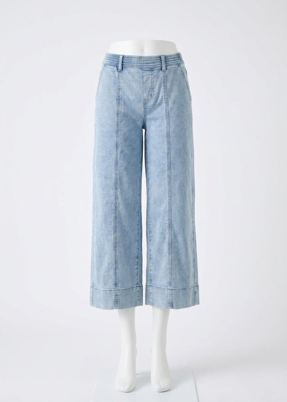 NEW FDJ peg pull-on wide crop trousers in powder wash